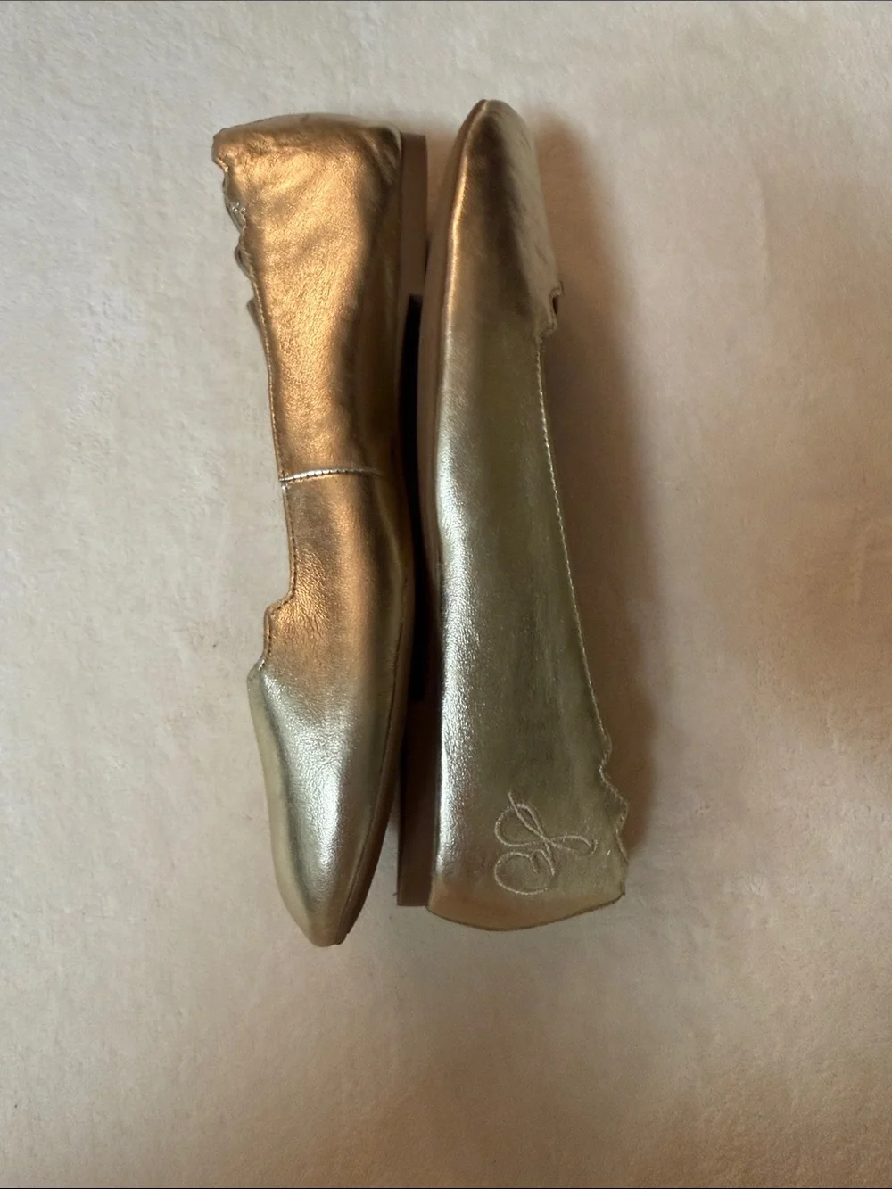 Sam Edelman Metallic Gold Scalloped Ballet Flats